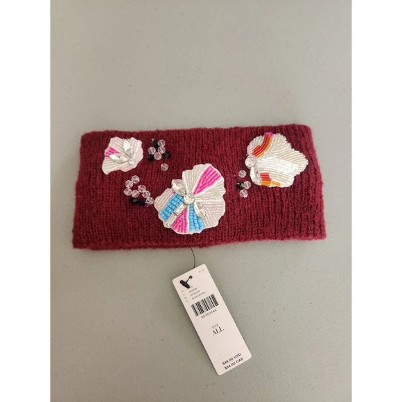 NWT By Anthropologie Embellished Headband Ear Warmer Wine - Picture 3 of 10